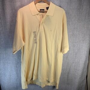 IZOD Polo Short Sleeve Shirt Men's Large Silk Wash 100% Cotton Yellow NWT Preppy